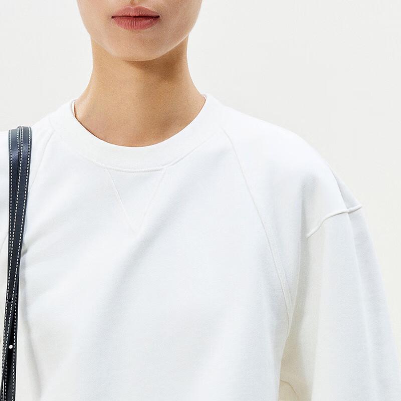 LESS 2025 Spring Cotton Round Neck Pullover Sweatshirt