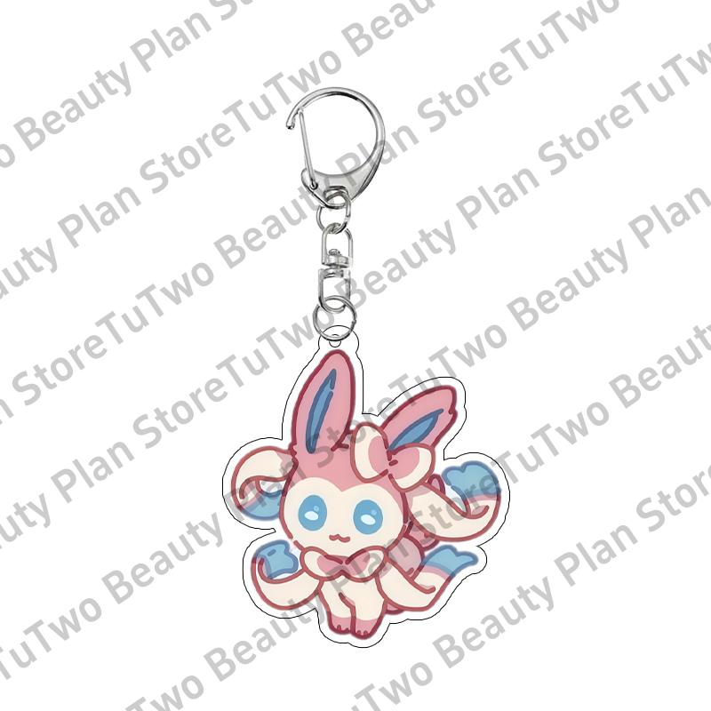 Kawaii Cartoon Anime Eevee Sylveen Glaceon Flareon Jolteon 5cm Acrylic Keychain Accessories Cute Bag Pendant Gifts for Friends