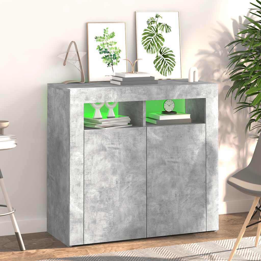 Vidaxl Cabinet With LED Lighting, Concrete Gray, 80 X 35 X 75 Cm