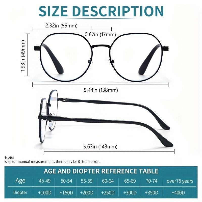 2 Piece Set of Oval Neutral Retro Fashion Reading Glasses Perfect Combination of Computer and Glasses Frame Degree+1.0 To+4.0