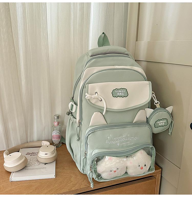 Schoolbag new high-value Japanese college style fresh and sweet contrasting color splicing backpack junior high school students lightweight backpack