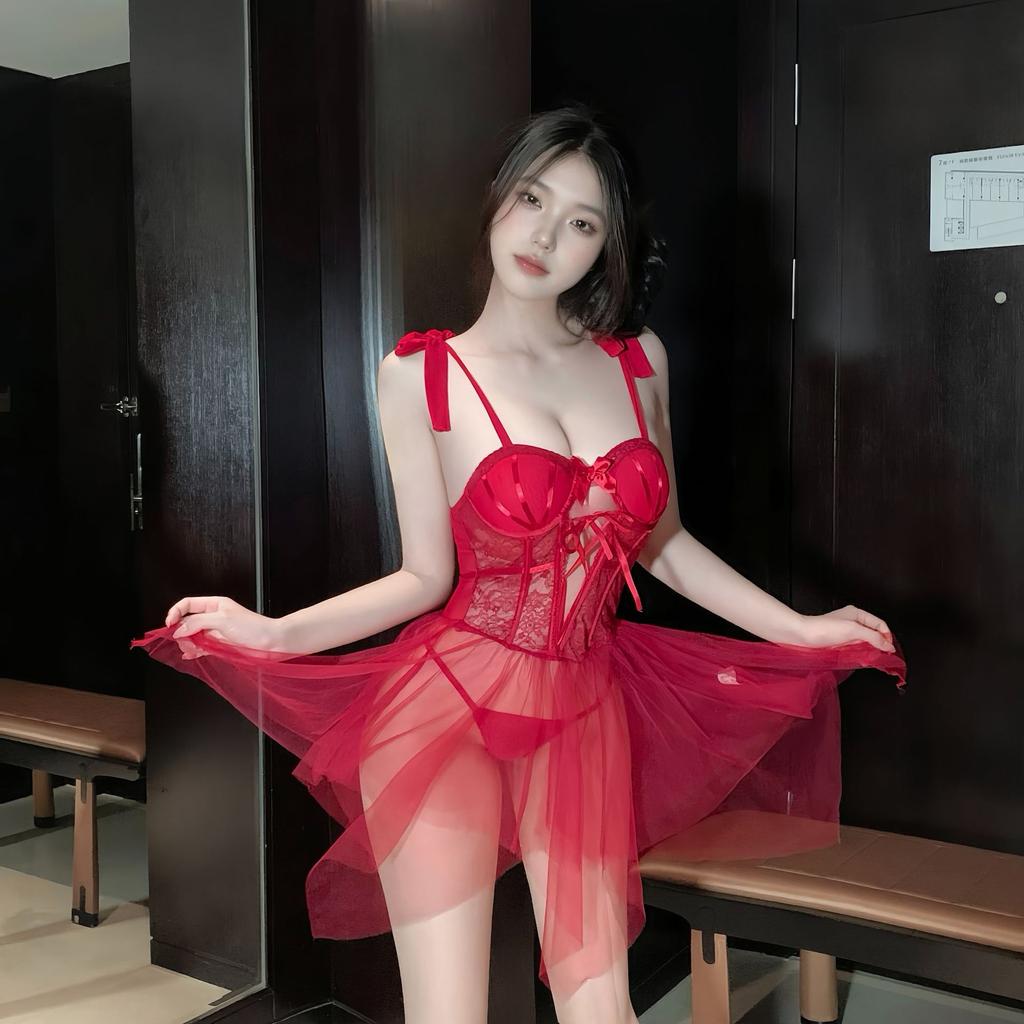 Incens de ascultat noaptea lenjerie sexy plasă subțire transparentă plus burete la piept inel de oțel strângere bretele rochie de noapte costum pentru femei