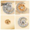 Bag Accessory Pin Moon Star Design Brooch for Women Rhinestones