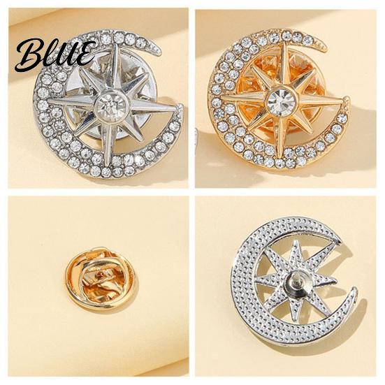 Bag Accessory Pin Moon Star Design Brooch for Women Rhinestones