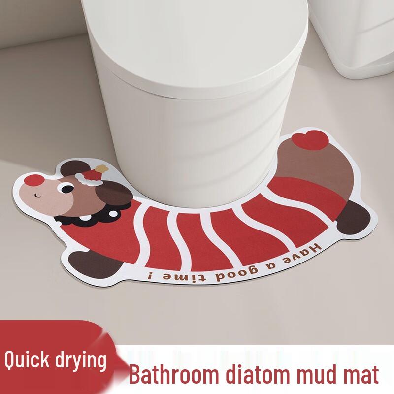 Fumede Cartoon Dachshund Absorbent U-shaped Toilet Mat