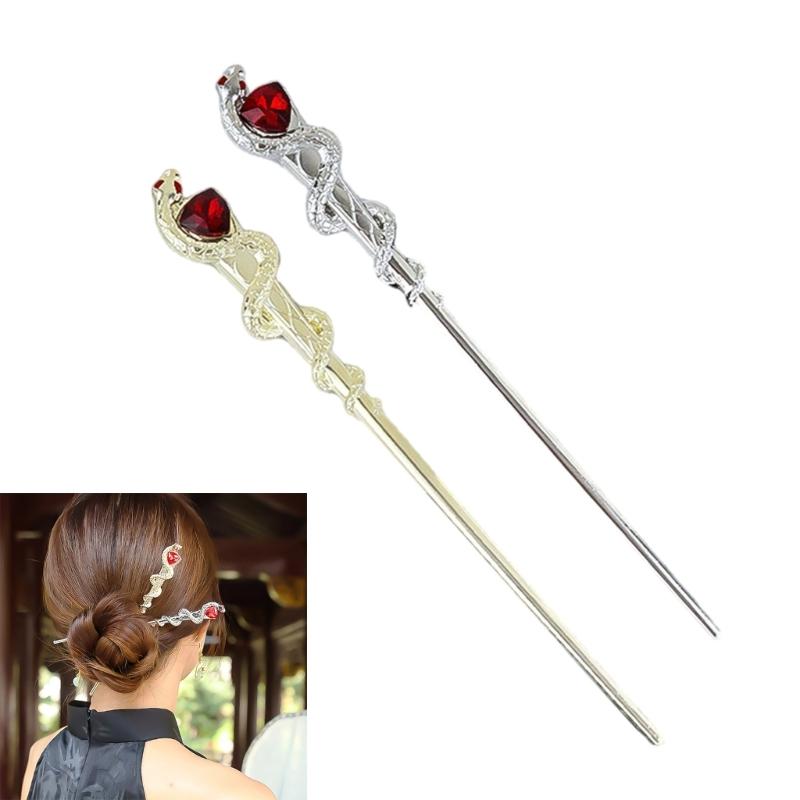 Exquisites Crystal Snake Hairclip Halloween Costumes Hairpins Long Hair Accessory for Distinctive Look