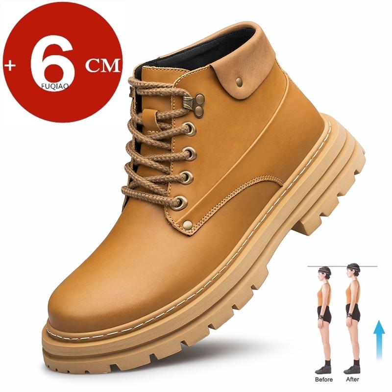 Man Elevator Ankel Boots Height Increase Shoes for Men Insole 6CM Platform Shoes Lift Women High Heel Leather Boots Plus Size 46