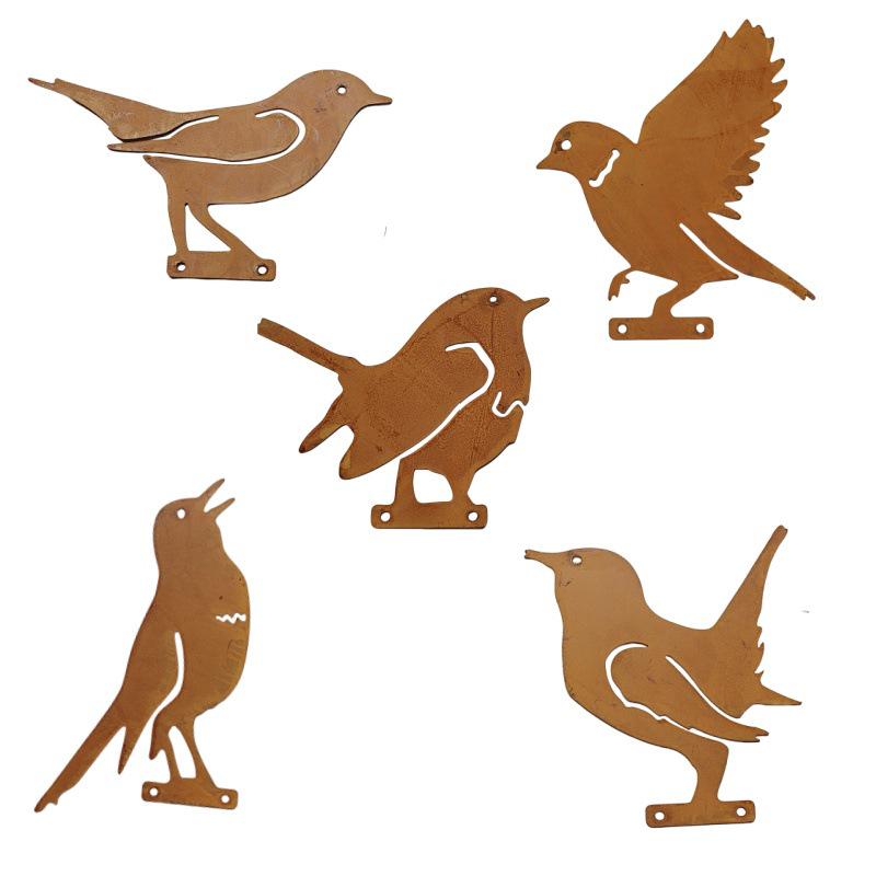 Rusty Wrought Iron Bird Garden Stake