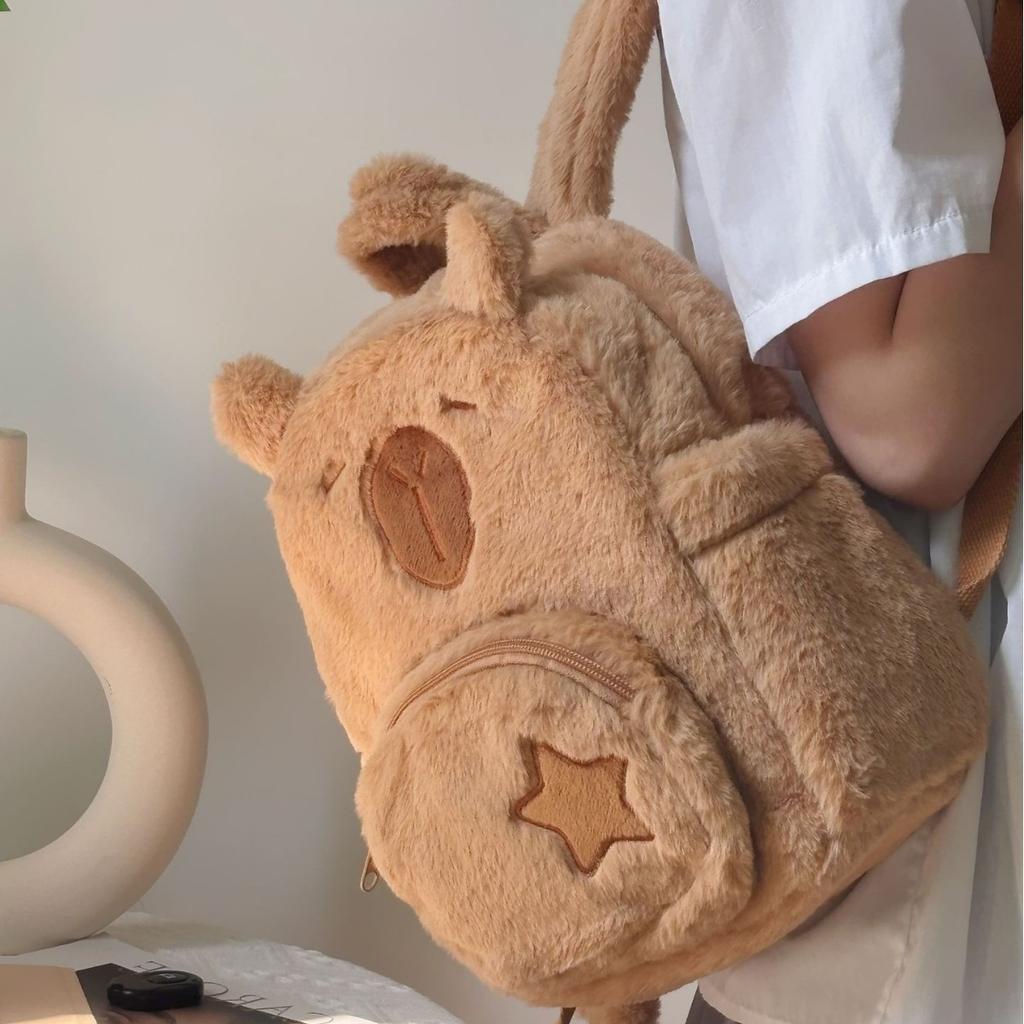 Autumn Winter Cute Capybara Plush Backpack for Women 2024 New Student Commuter Bag Niche Versatile Backpack