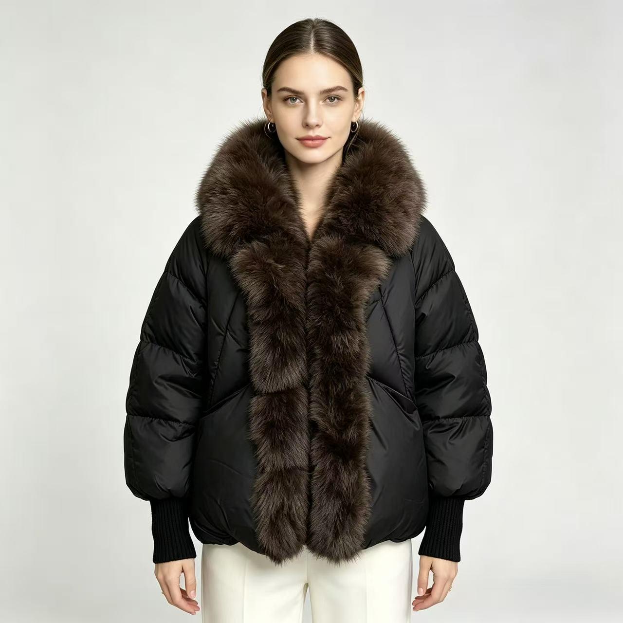 Women`s Winter Faux Fur Collar Cotton