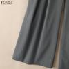 ZANZEA Lässige, einfarbige, lockere Hose mit weitem Bein für Damen