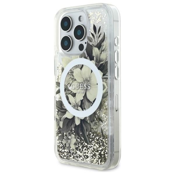 Guess Guhmp16Llfmwte Iphone 16 Pro6.3 Beige/Beige Hardcase Liquid Glitter Flower Magsafe