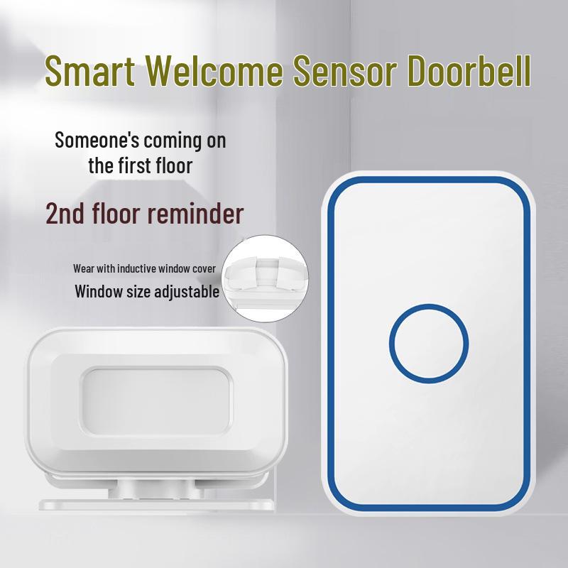 Supermarket Entrance Voice Prompt Sensor Doorbell White; 1 Sensor + 1 Receiver