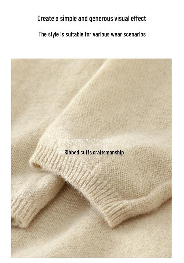 Lekasha Women's Cashmere High-Neck Pullover Sweater - Solid Color, Loose Fit for Autumn and Winter