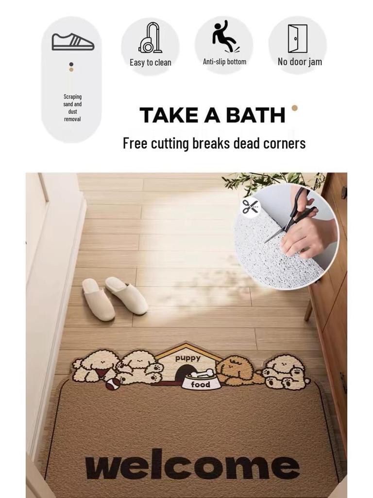 Cartoon Style Wear-Resistant Entrance Door Mat - Easy To Clean Silk Loop for Scraping Mud and Wiping Shoes.