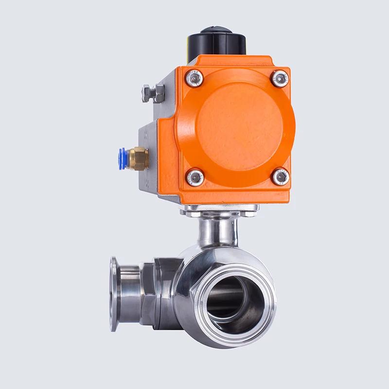 Stainless Steel Tri-clamp Sanitary Pneumatic Three-Way ball Valve for Sanitary Applications