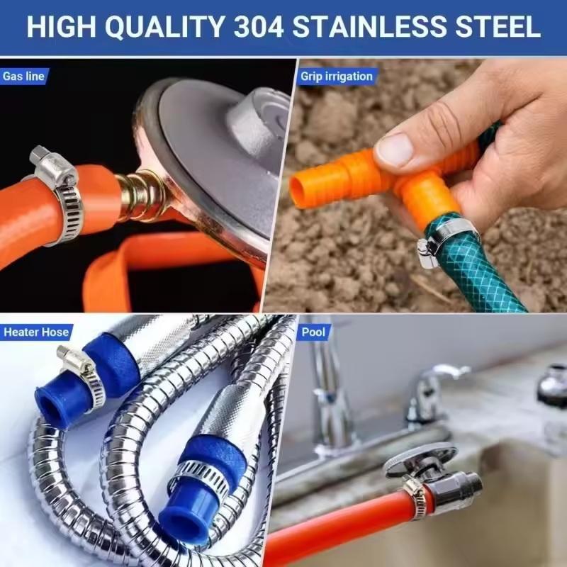 50Pcs Stainless Steel Hose Clamp Kit 1/4" To 1-1/8" T-Bolt Car Fuel Tube Pipe Clamp Worm Gear Plier Tools Water Pipe Accessories