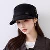 New Autumn and Winter Retro Suede Flat-top Military Hat for Women Showing a Small Face and Versatile Temperament Warm Cap