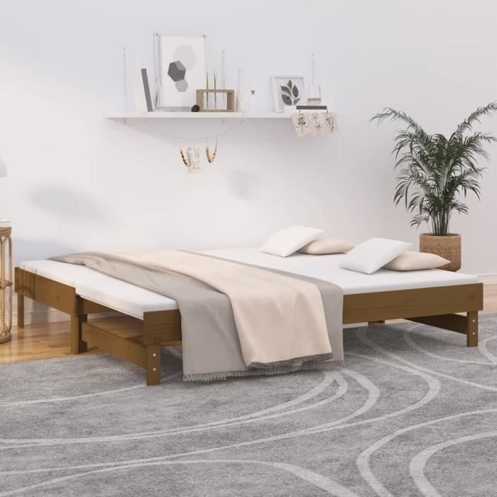 VidaXL Sliding Bed Honey Brown 2x(75x190) Cm Solid Pine Wood 823397