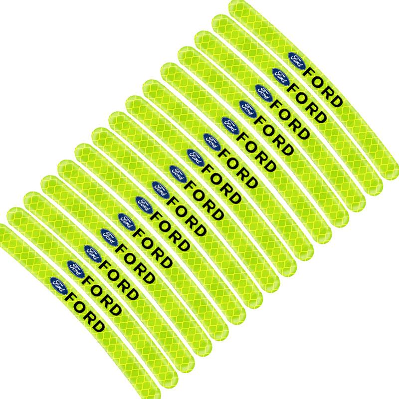 Car Wheel Hub Reflective Sticker Tire Rim Reflective Strips For Ford Focus Mondeo MK1 MK2 MK4 MK3 Fiesta ST Line Kugo Transit Escape Fusion Explorer