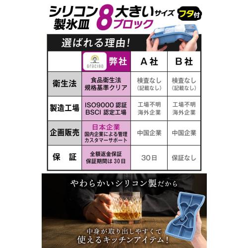 Silicone Ice Tray with Lid for Ice Makers [Food Sanitation Law Compliant], Large Ice Maker, Soft and Easy to Remove, gracibo (Large Ice Size)