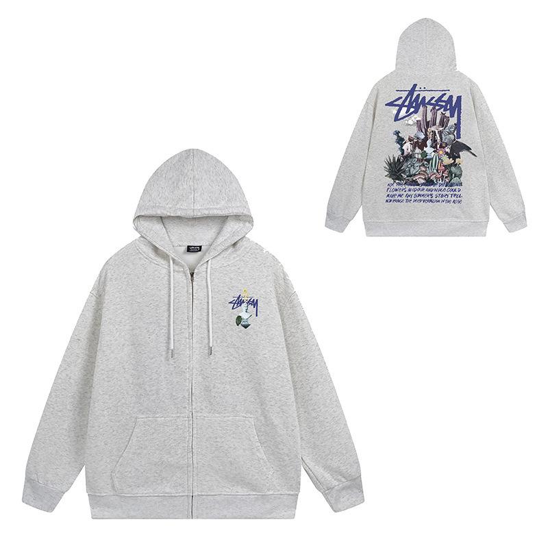 Trendy brand zipper hooded autumn and winter new letter flame pai jiu couple coat