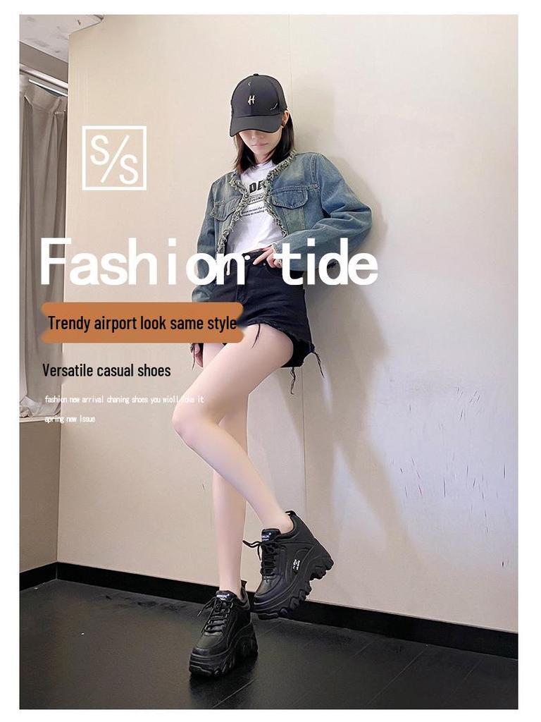 Damen Plateau Dad Schuhe - Frühling/Herbst 2021 Schnür-Sport-Freizeit-Sneaker, Koreanischer Stil für Studentinnen