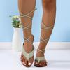 Fashion Women's Sandals 2025 Summer Braided Flats Casual Sandals Cross Lace Up Women's Roman Sandals Sandalias De Mujer Women Shoes