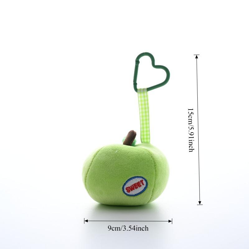 

Soft Strawberry Plush Keychains Cute Red Christmas Pendant Cartoon Fruit Doll Knapsack Decor Creative Gifts зеленого яблока