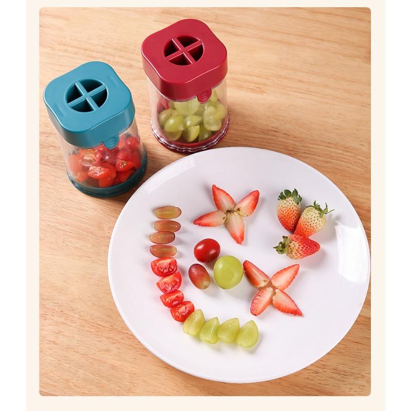 Small Fruit Cutter, Stainless Steel Cutter for Strawberry, Grape, Cherry Tomato, Detachable Bite Size Food Cutter