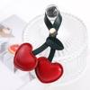 Creative Cherry Keychain Leather Fruit Double Heart Key Chain Pendant Bag Ornament Accessories for Car Key Bag Purse
