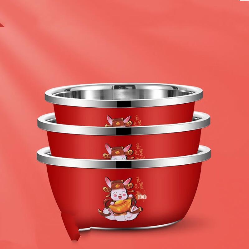 Набор из 3 цветных кухонных мисок из нержавеющей стали