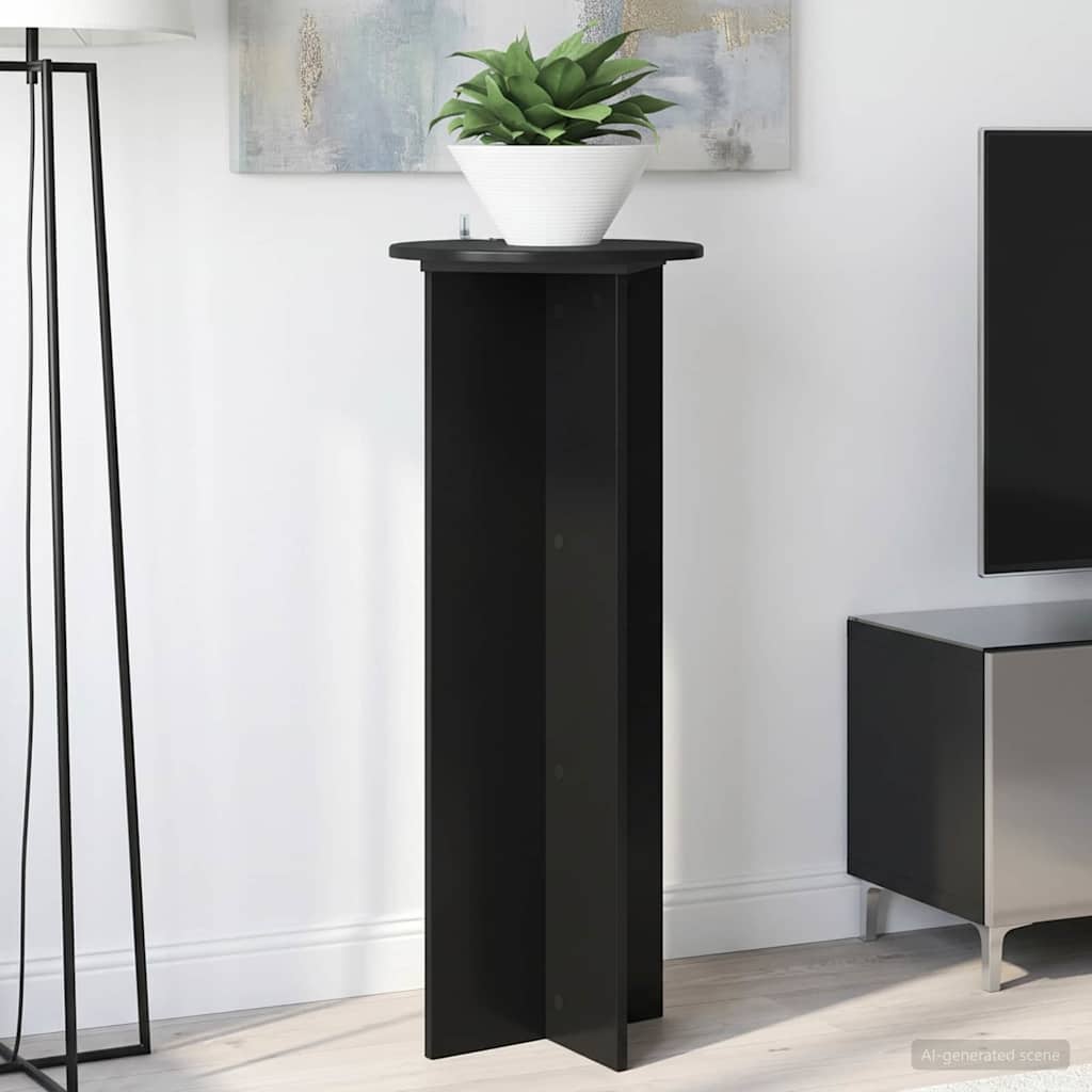 Plant Stand 2 Pcs Black Ø40 X 100 Cm Engineered Wood