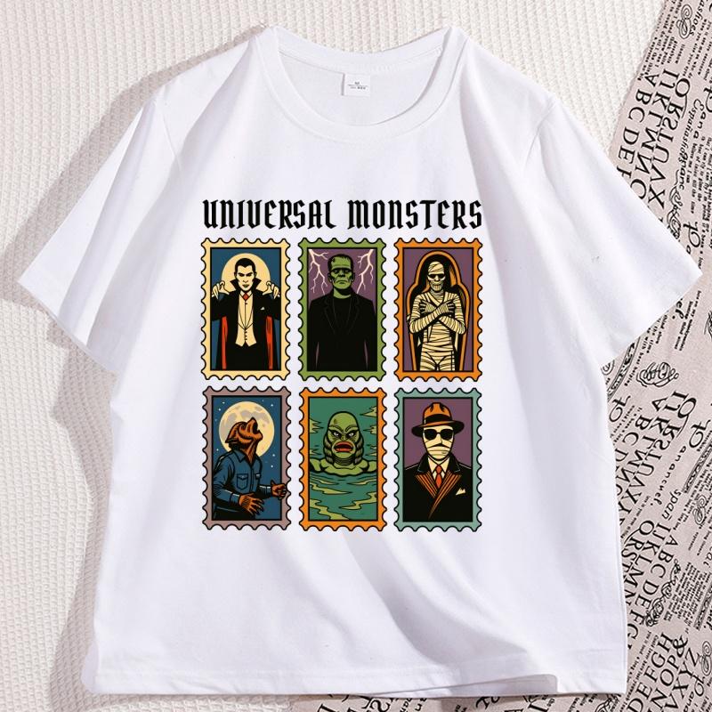

Universalmonsters Tshirt Printed Loose Casual T Shirt Comfortable Round Neck Short Sleeve Tshirt Vintage Cotton Unisex Clothes 3XL