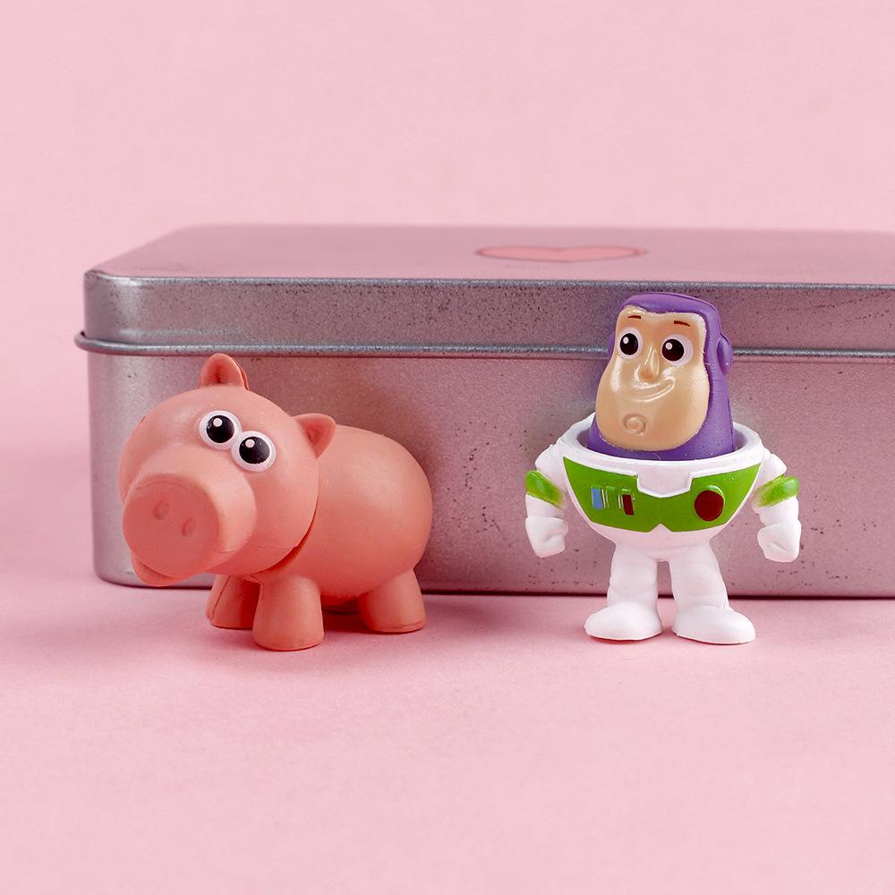 Toys 8Pcs Lot Anime Toy Story Mini Action Figure 4.5cm Buzz Lightyear Woody Ornaments Desktop Ornaments Holiday Gifts Children