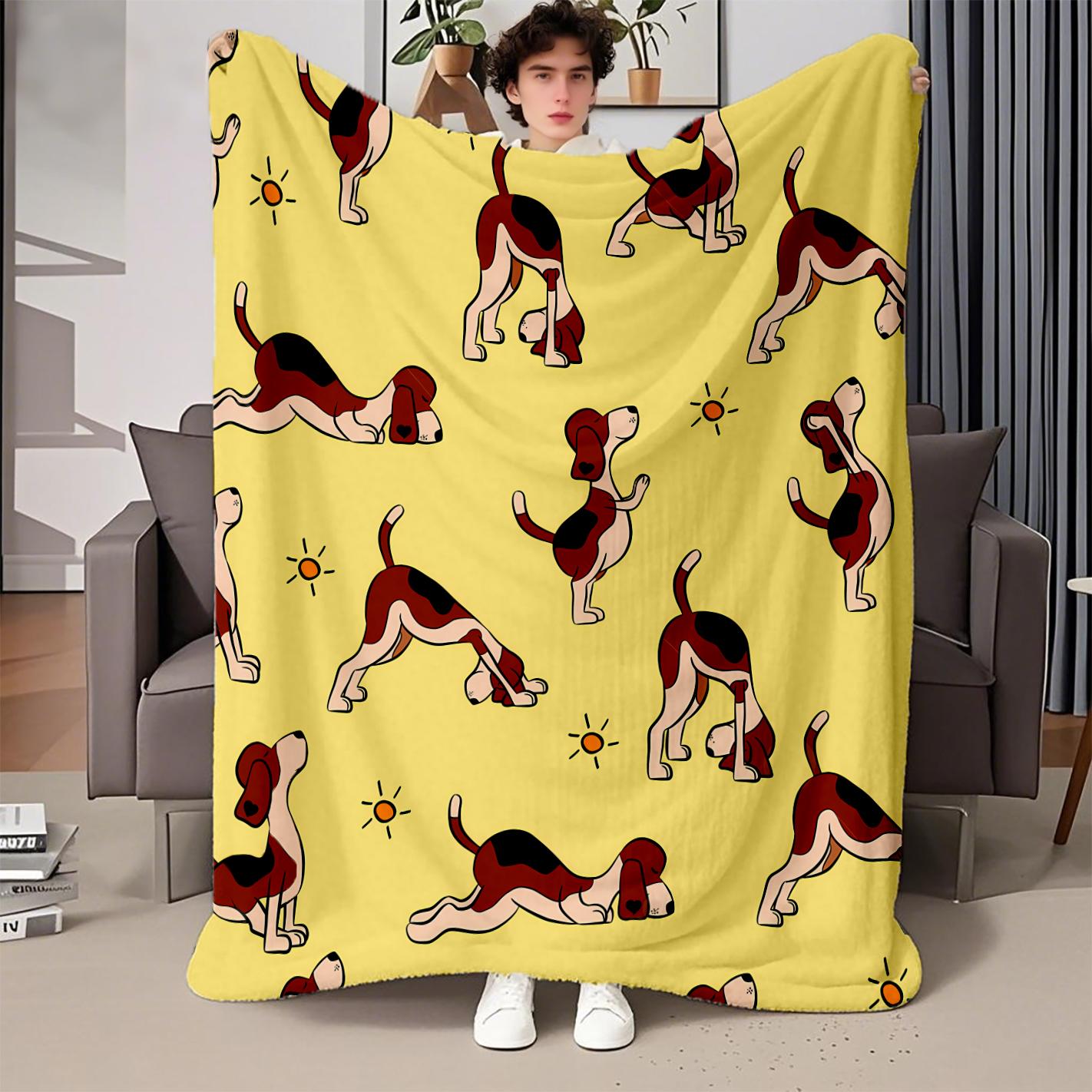 

The Cute Dog Pose Blanket Printed Throw Blanket Plush Fluffy Flannel Fleece Blanket Soft Throws for Sofa Couch and Bed 75x90cm