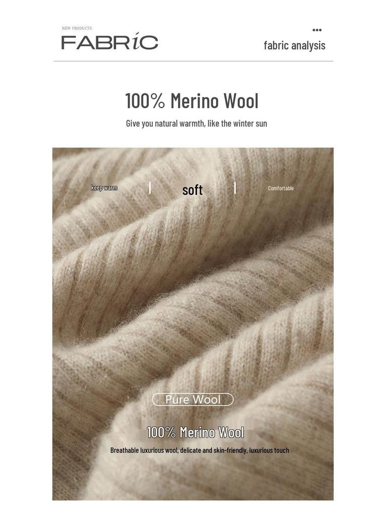 Women's 100% Wool Elastic High-Waist Knitted Midi Skirt with Back Slit