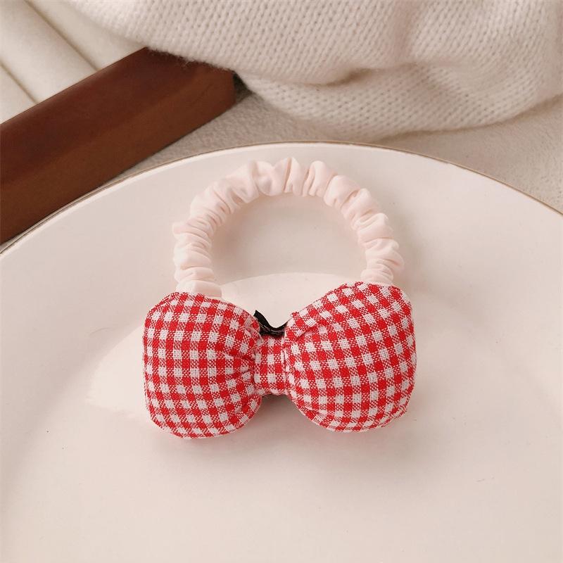 Fabric Plaid Bow Children Hair Scrunchies Sponge Cloth Sweet Bownot Hairbands Korean Princess Girls Kids Elastic Rubber Bands