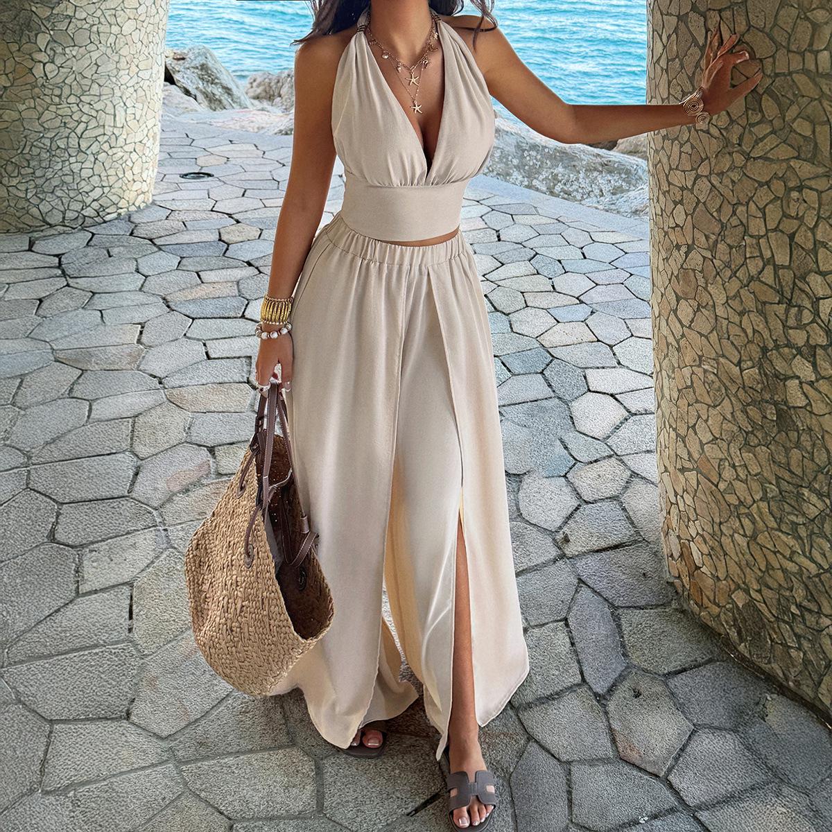 

KaiKuo Elegant Resort Dress and Pants Set for Spring/Summer 2026 Extra Large абрикосовый