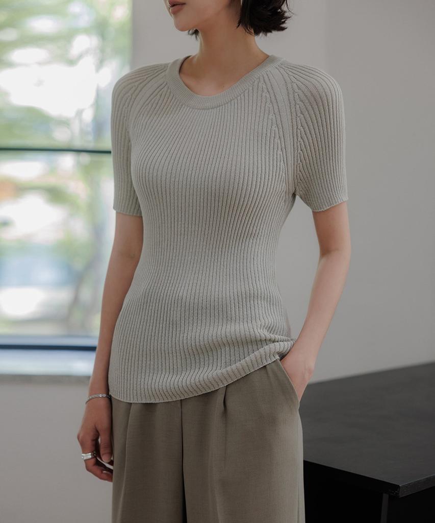 Memua Lena Raglan Ribbed Knit (Light Gray)