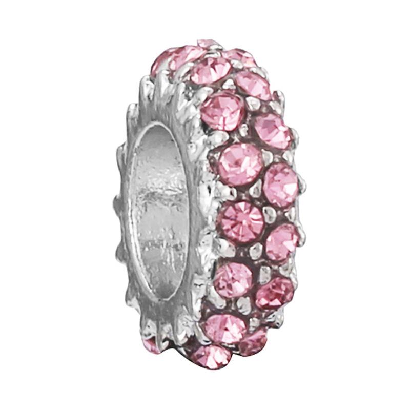New Silver Plated Pink Diamond Butterfly Alloy Large Hole Charm Beads For DIY Bracelet Necklace Jewelry Accessories Gift
