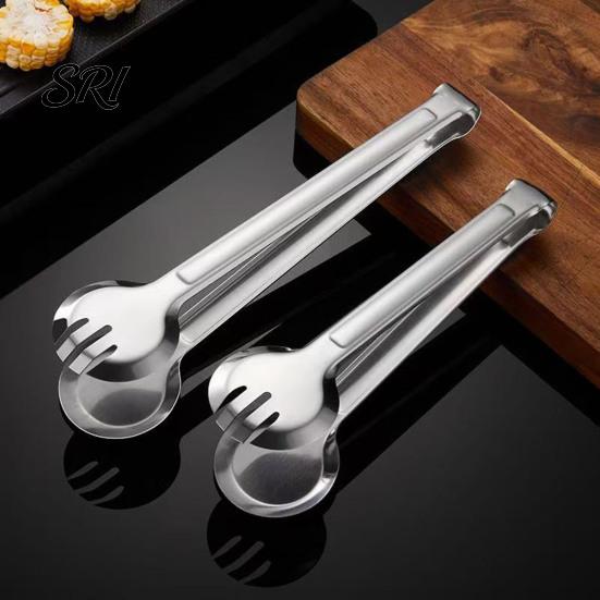 Hollow Design Food Clip Stainless Steel Serving Tongs U-Shaped Non-Slip Kitchen Chuck Oil Draining for BBQ Baking Buffet Cooking
