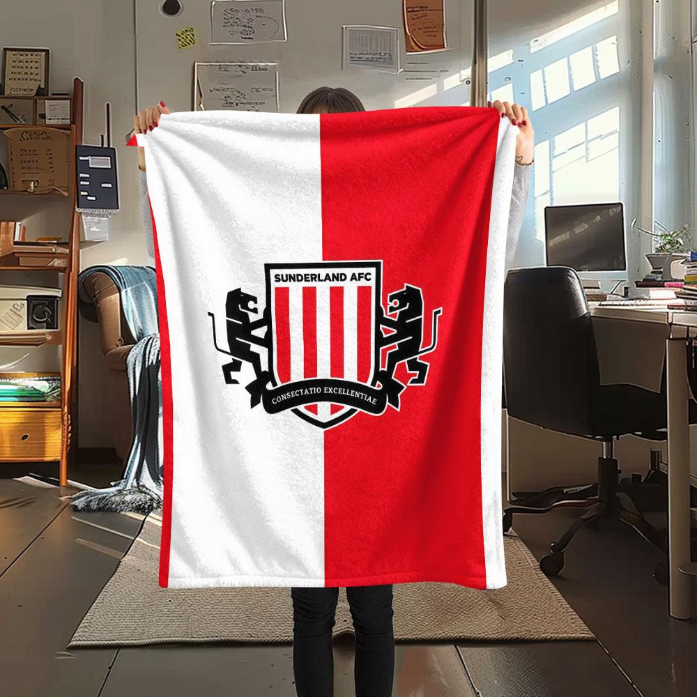 1PC Sunderland Association Football Club Patterned Flannel Blanket Suitable For All Seasons for Home Decor Warmth and Comfort Gifts Holiday Present