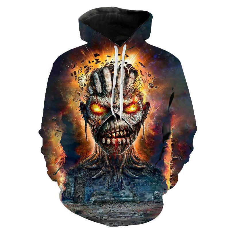 Neuer Klassischer Gothic Vintage Horror Totenkopf 3D Druck Hoodie Neue Mode Herren Sweatshirt Oberteile Hip-Hop Harajuku Herren Herbst Pullover