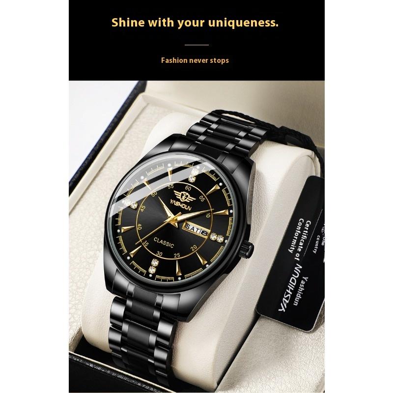 Top Brand Business Fashion Men's Watch Double Calendar Men's Luminous Waterproof Quartz Watch
