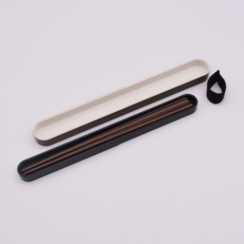 Mitani Yamanaka Lacquerware Chopsticks and Chopstick Case Set, 18cm, Brown, Wappa Style, Made In Japan, M17601