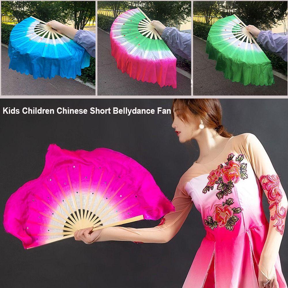 10/15/40cm Half Circle Silk Chinese Short Bellydance Fan  Veil Pairs Yangko Dance Tools