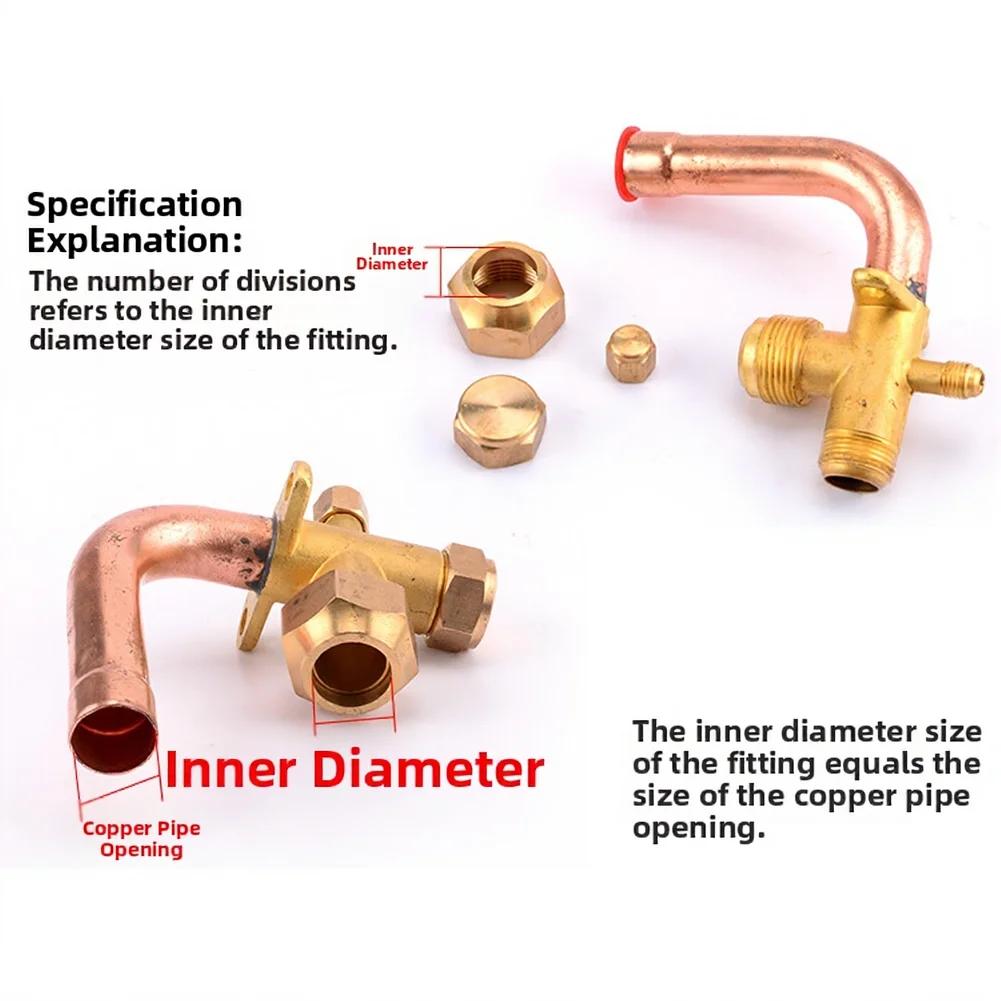 Three-Way Valve Brass Air Conditioning Shut-Off High Low Pressure For HVAC Split System Cooling Heating Maintenance