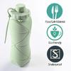 Bouteille d'eau pliable en silicone motivante de 600 ml, réutilisable et portable pour le sport, le camping, la randonnée, le cyclisme et les voyages