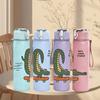 1PC Skateboarding Crocodile Art 750ml Color Plastic Sports Water Bottle Leakproof Flip Straw Lid Suitable for Sports Office Home Use